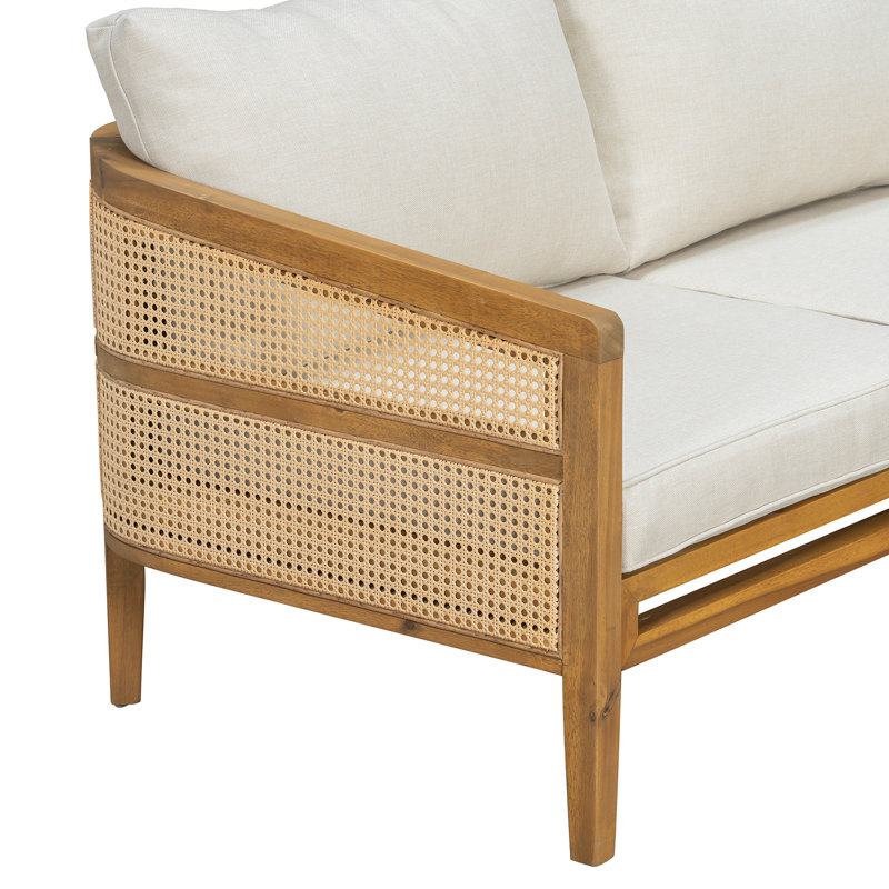 Ensemble de conversation extérieur 5 pièces en bois d'acacia et rotin en PE