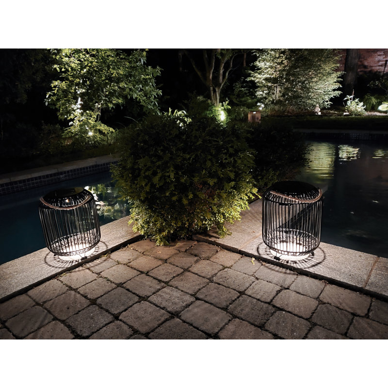 Black Wicker Solar Powered LED Outdoor Floor Lamp