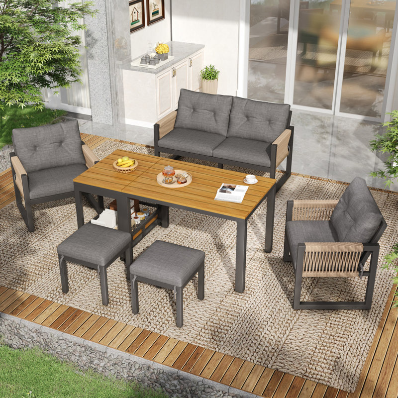 6 - Person Patio Dining Set with Rectangular Table