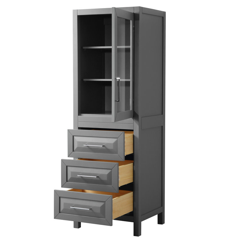 Daria Linen Cabinet, Dark Gray/Chrome