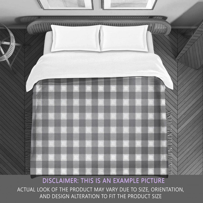 Gingham Comforter, Gray/Silver, King Comforter
