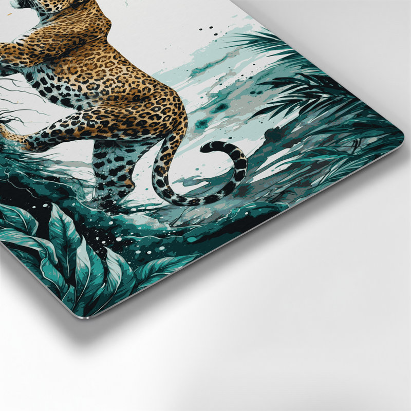 «Big Cats Indo», léopard chinois gris, art mural en métal, H 16 po x l 20 po