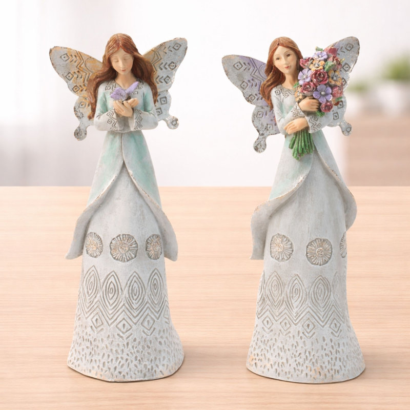 Figurine gravée ange papillon (ensemble de 2)