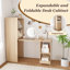Bureau extensible, bureau avec tablettes de rangement et roues mobiles, bureau pliable adapté aux petits appartements et bureaux, Burlywood-916830971