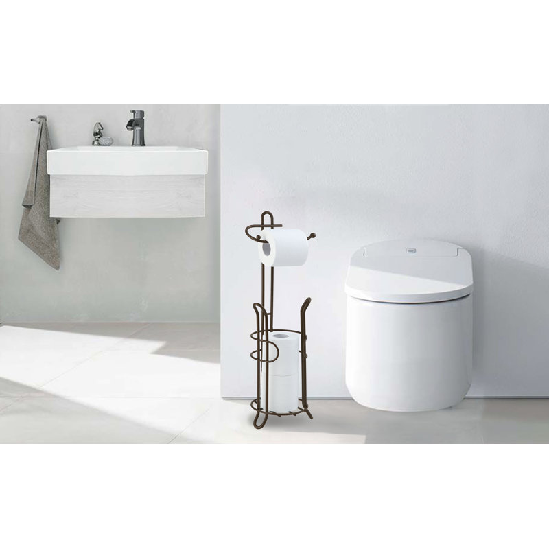 Oil Rubbed Bronze Freestanding Toilet Paper Holder with Storage