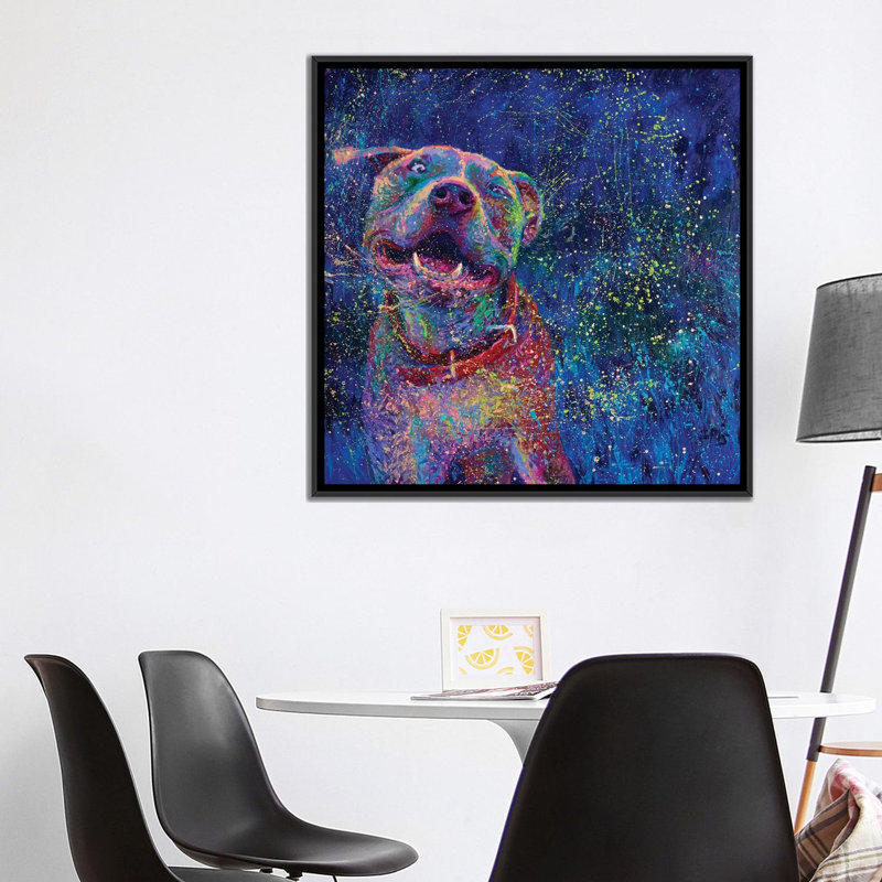 «Blue Chakra» par Iris Scott, impression sur toile tendue, H 18 po x l 18 po x P 1,5 po, Toile avec cadre noir, Pas de tapis