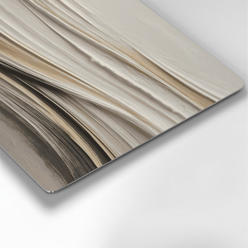 DiagonalStripes, beige clair, gris anthracite, art mural en métal, H 12 po x l 12 po