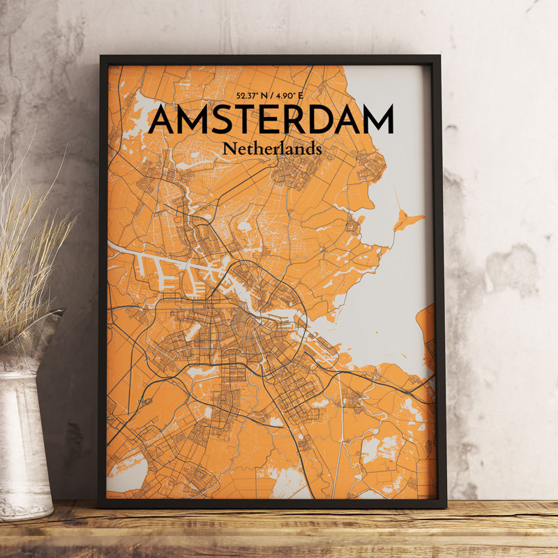 Amsterdam City Map - No Frame Print, 43.2cm H x 27.9cm W x 0.1cm D