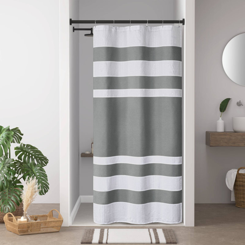 Rideau de douche spa gaufré avec traitement 3M, H 78 po x l 54 po, Bleu clair