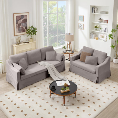 2-Piece Farmhouse Slipcovered Sofa Set