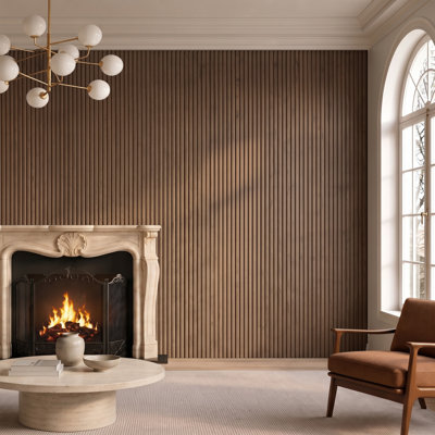 6 PCS 93.9" x 5.9" Fluted Semi-Circle Acoustic Wall paneling for Interior Wall Décor (23.10 Sq.ft./Pack)