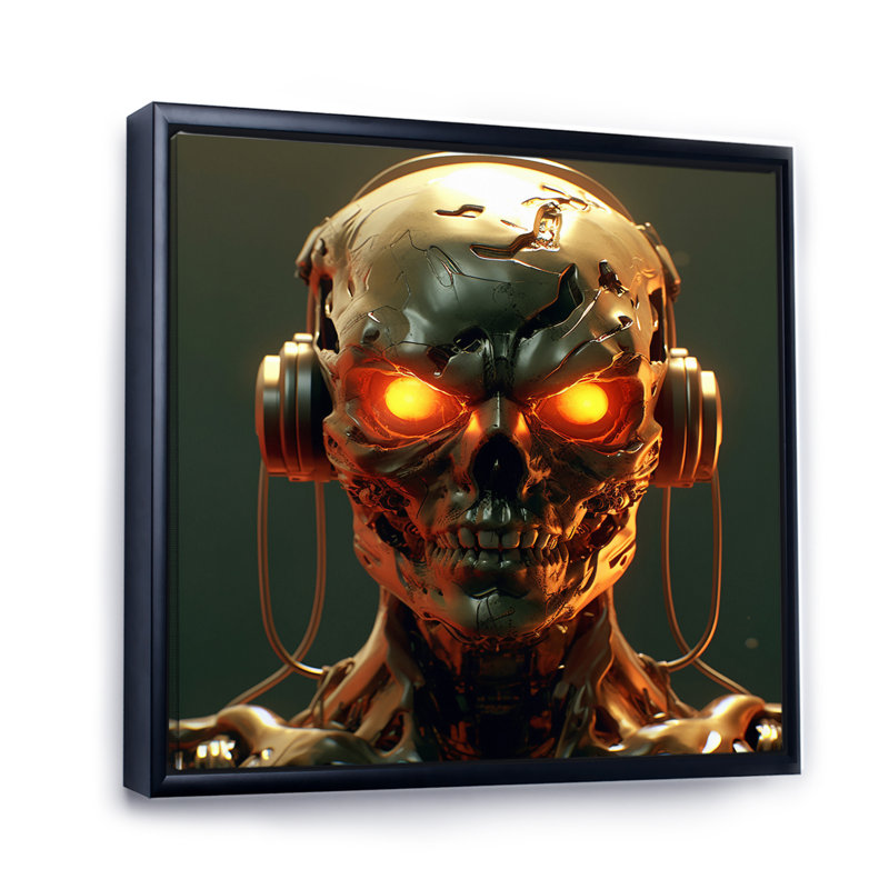 " Robotic Demon I ", 32" H x 16" W x 1" D, Black Floater Framed