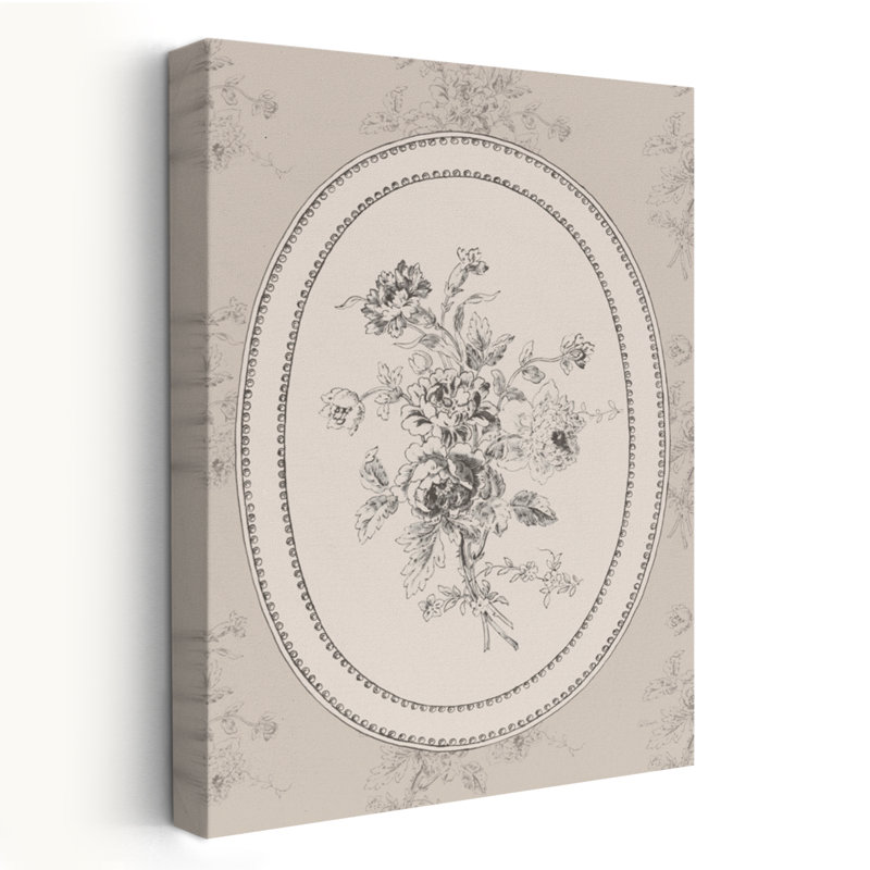 Cottage roses II rétro vintage floral gris beige botanique, H 36 po x l 24 po