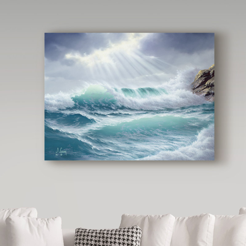 Fikes 'Coast Line 14', reproduction de peinture à l'huile sur toile tendue, H 35 po x l 47 po