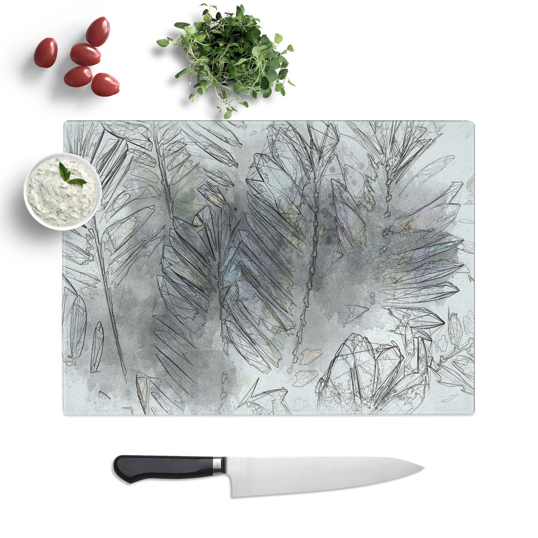 Tempered Glass Plant Leaves Chopping Board