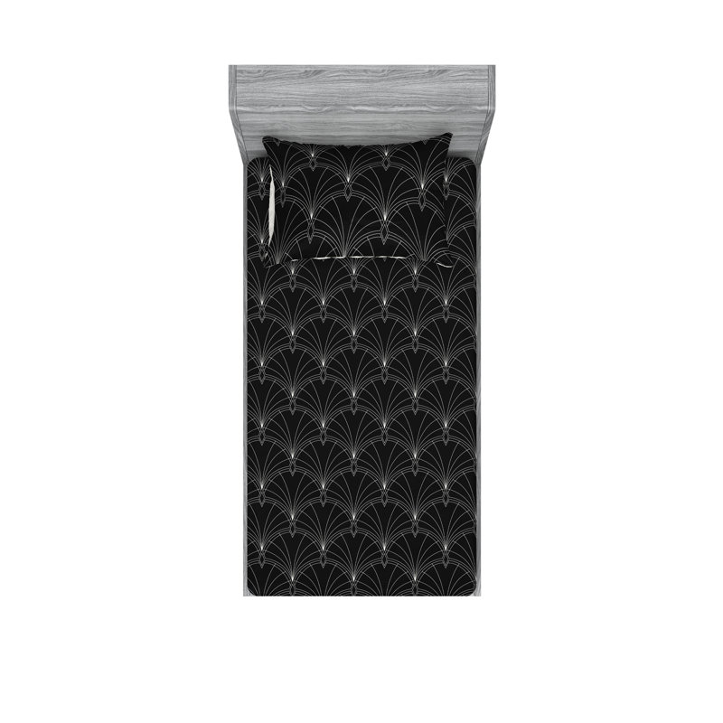 Drap-housse et taie décorative Ambesonne, Ensemble de draps pour lit simple avec 1 taie d'or