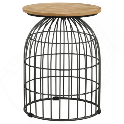 Natural and Gunmetal Wire Frame Side Table