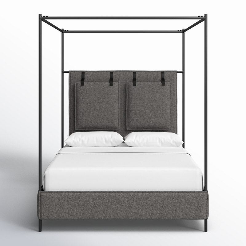 Leigh Canopy Bed-Palm Ecru-King, Queen, Gray