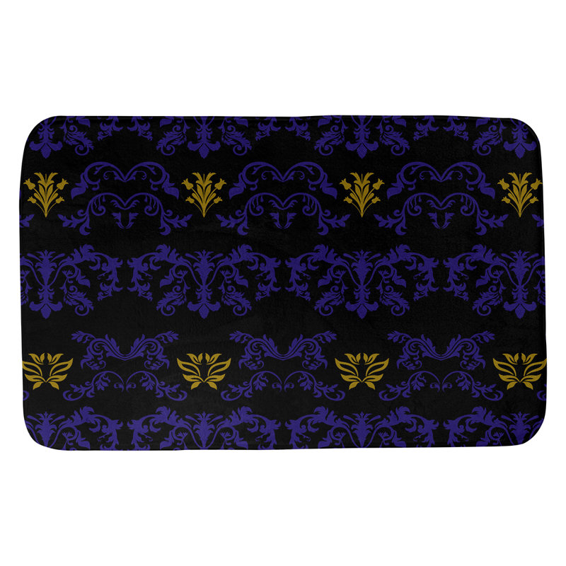 Tapis pour salle de bain Baltimore, Mauve / noir / or métallique, l 17 po x L 24 po