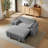 Light Grey Corduroy Sofa Bed with Pull Out  Bed-1266557337