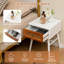 Table de chevet Bay Isle Home ™ avec tiroirs de rangement en rotin et pieds en bois massif pour la chambre à coucher-351114189