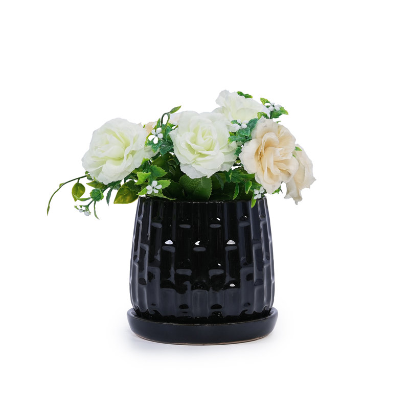 Colorful Ceramic Flowerpot, Black