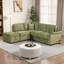 Canapé-lit Comfort Sleeper, canapé en L escamotable de 84,75 po avec repose-pieds pour rangement pour petits espaces, lin beige-1896340188