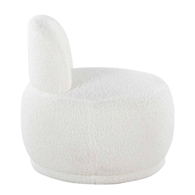 Alara Side Chair with Sherpa Fabric, White Fabric