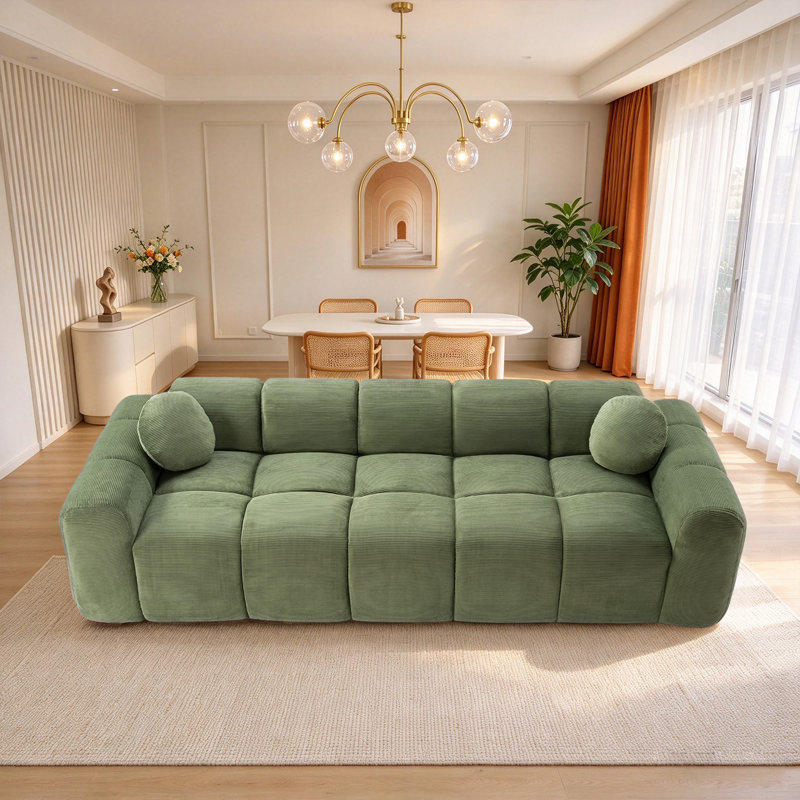 Canapé nuage désossé en velours côtelé Channel, Vert