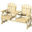 Banc de patio à 2 places avec pieds en forme de roue de chariot, table haute et parasol, bois de sapin, couleur bois naturel, l 60,6 po x P 25,6 po H 40,2 po, conception à lattes pour garder au sec
