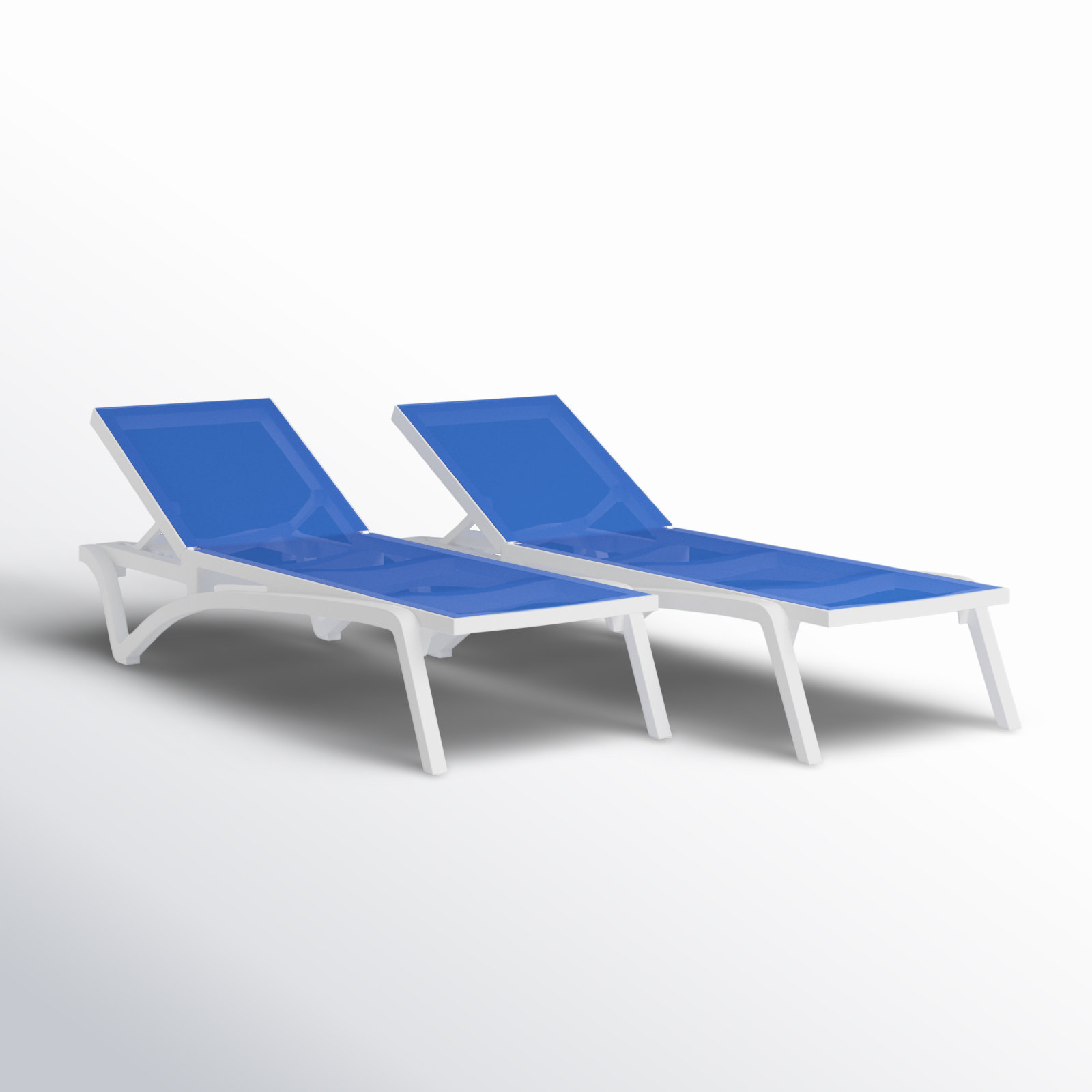 Estes 27" Patio Chaise Lounge, White/Blue