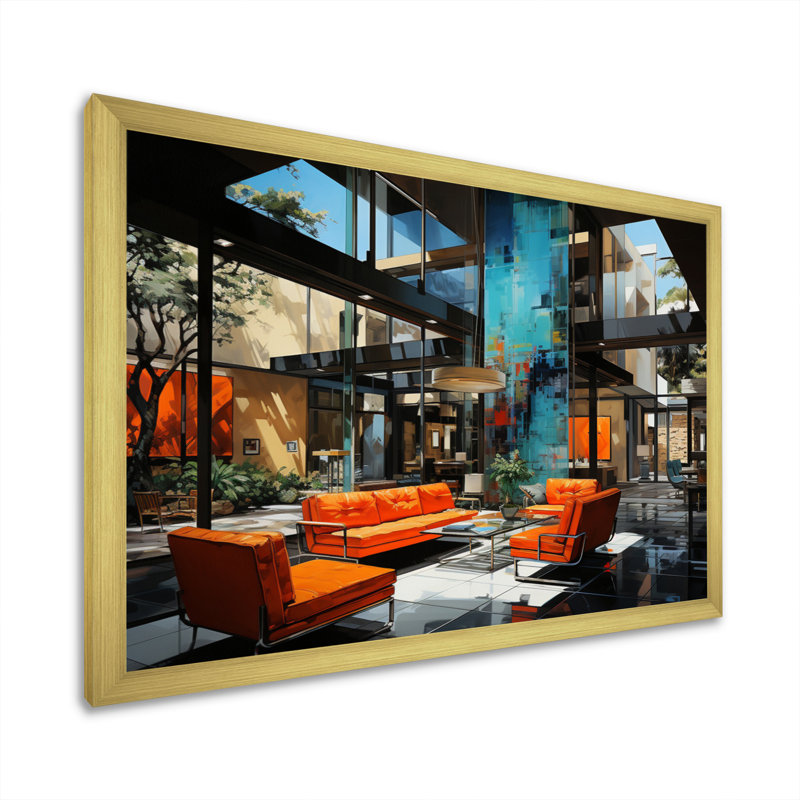 Mid Century «Bold», impression sur toile encadrée, H 30 po x l 40 po x P 1,5 po, Cadre doré à une seule photo