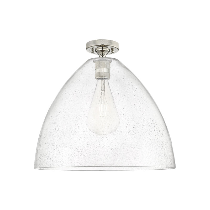 Plafonnier encastré Bristol 1 lumière Saavedra, Grainé, Nickel poli, H 9,63 po x l 16 po x P 16 po