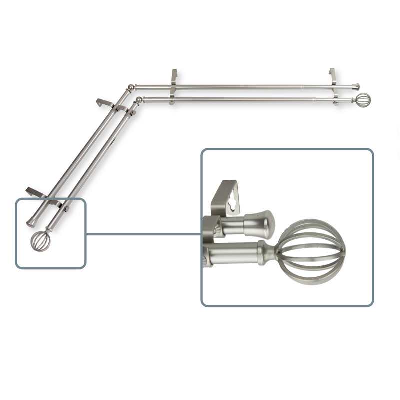 Burma Adjustable Double Curtain Rod, Satin Nickel, 48" - 84"