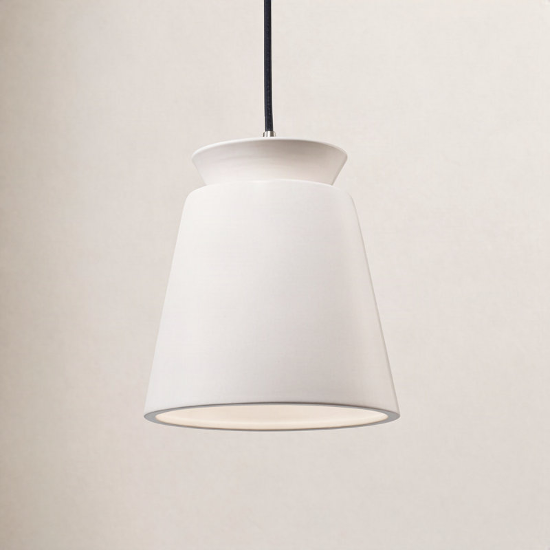 Luminaire suspendu conique à 1 lumière Logan, Blanc mat, Nickel brossé, DEL (intégrée)