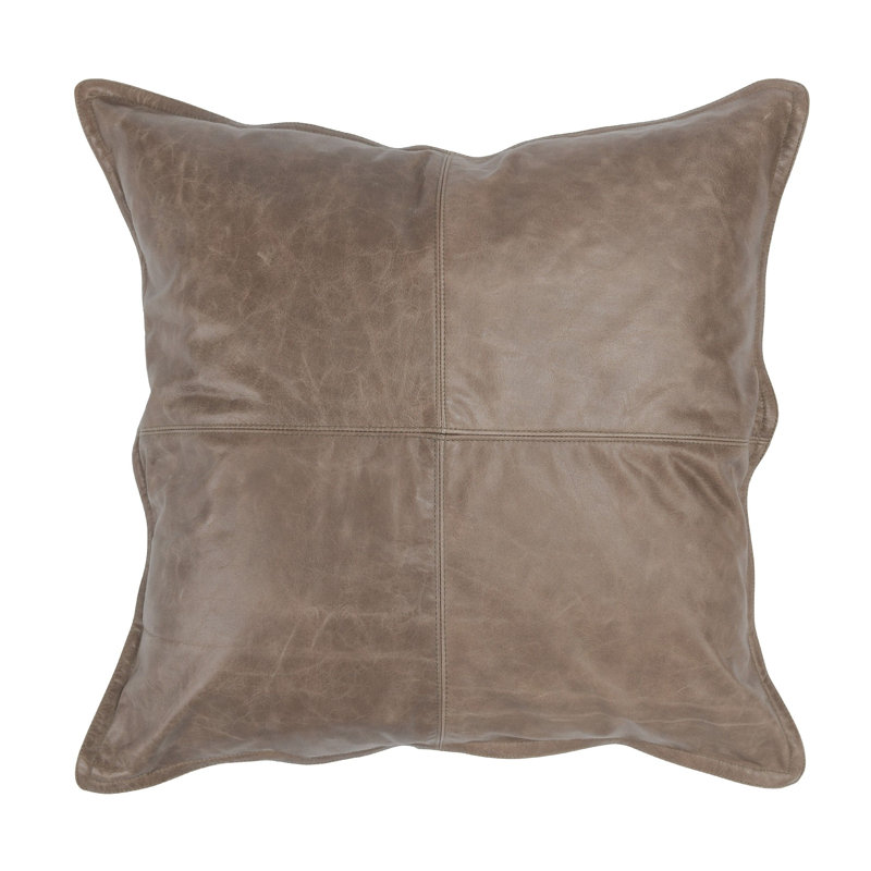 Housse de coussin carrée en similicuir, Brun