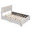 Lit plateforme tapissier avec 2 tiroirs et 1 lit gigogne, tête de lit classique-80161578-80161576