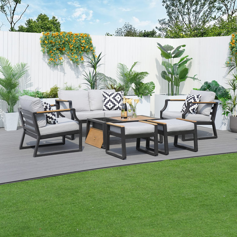 Betzaira 6 - Person Patio Conversation Set with Cushions