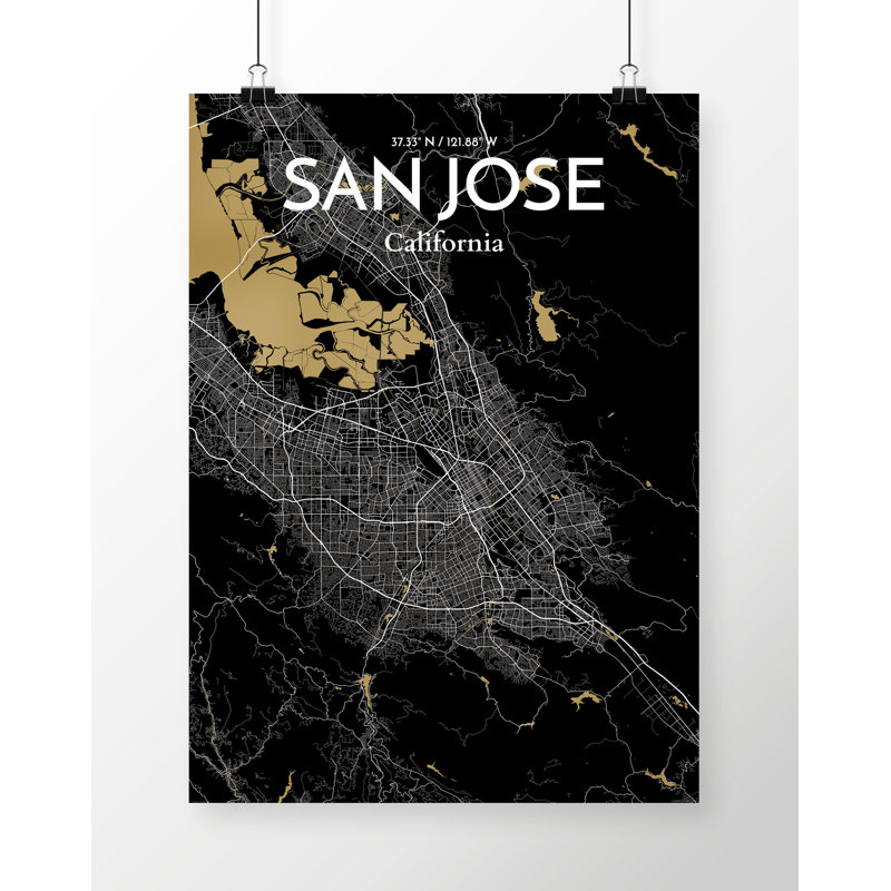 San Jose City Map - No Frame Print, 43.2cm H x 27.9cm W x 0.13cm D