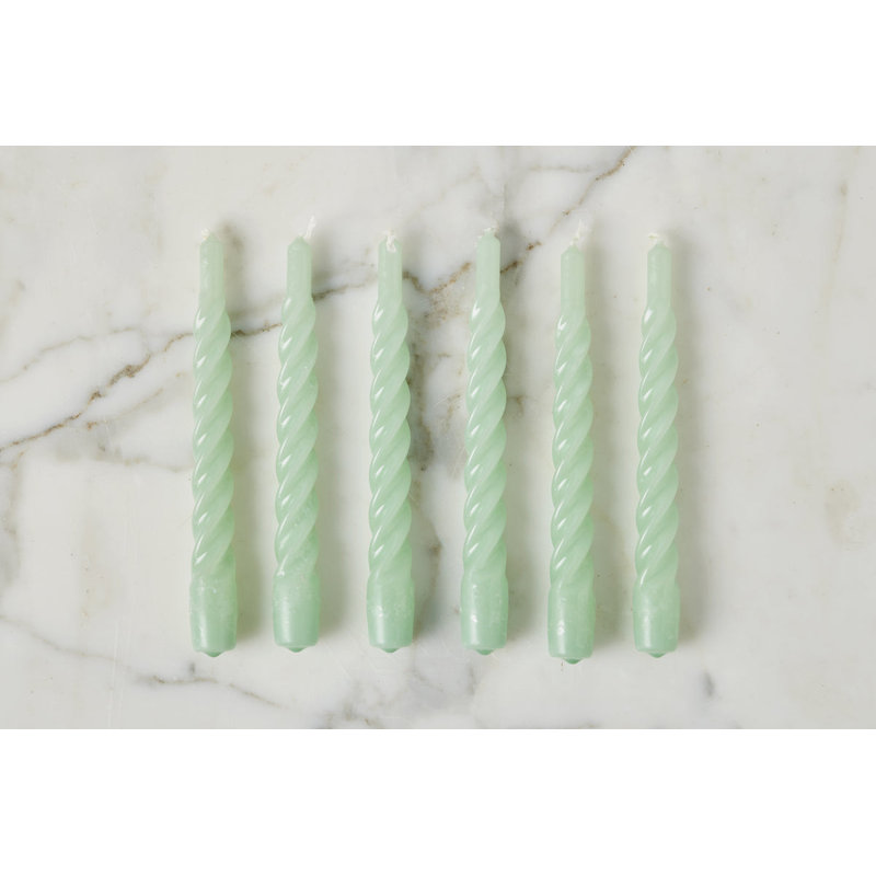 Lacquered Twisted Taper Candles, Sage
