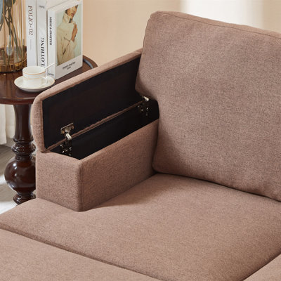 Canapé modulaire en L de 86 pouces avec organisateur d'accoudoirs, repose-pieds mobile et coussins épais pour un confort et un rangement ultimes.