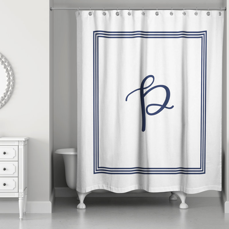 Rideau de douche simple , P, Bleu marine