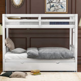  Twin Bunk Bed Frame with Pull-Out Trundle, Space-Saving Sleeper and Guest Solution, Espresso