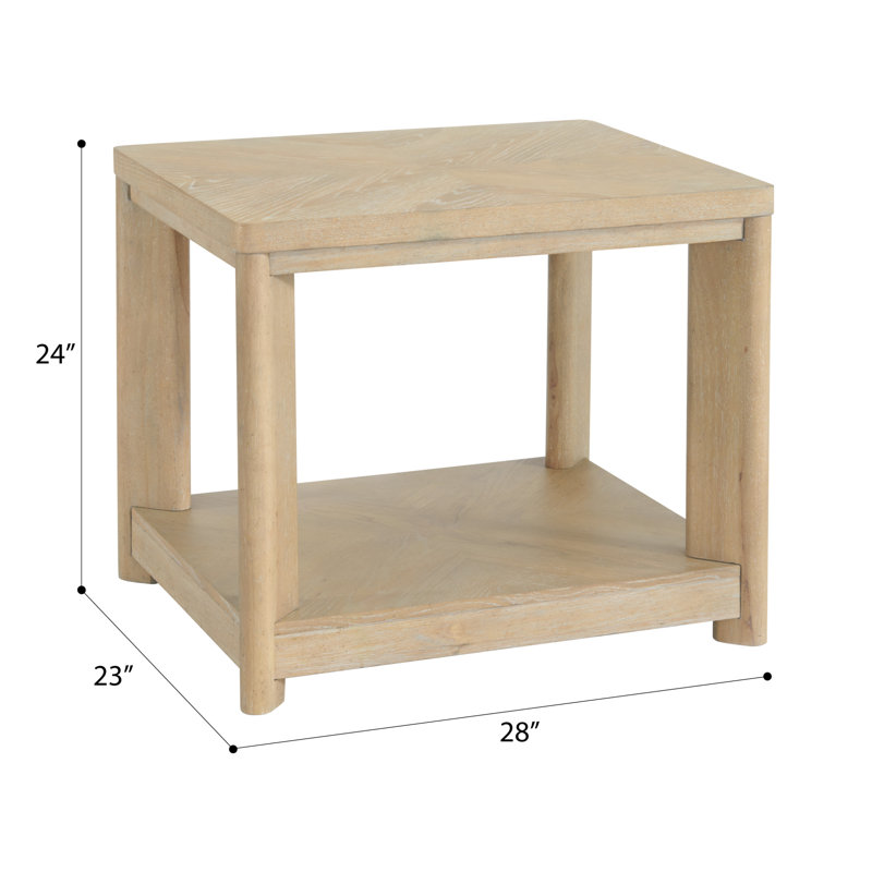 Ashal Solid Wood End Table with Storage