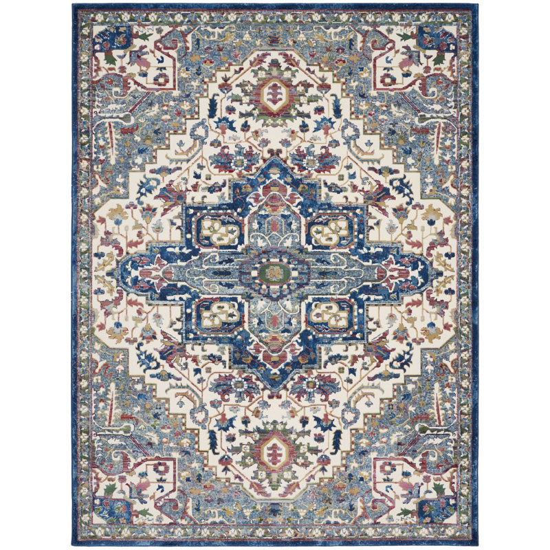 Tapis ivoire Raymond Bohemian Farmshouse, Rectangle 8 pi 10 po x 11 pi 10 po