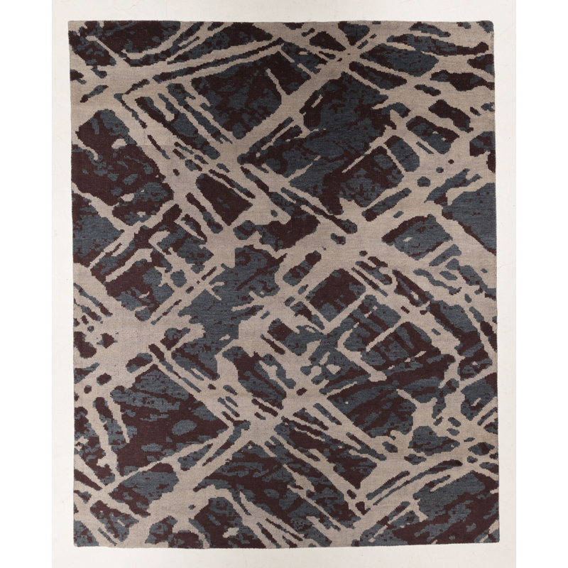 Handmade Cotton and Silk Abstract Area Rug
