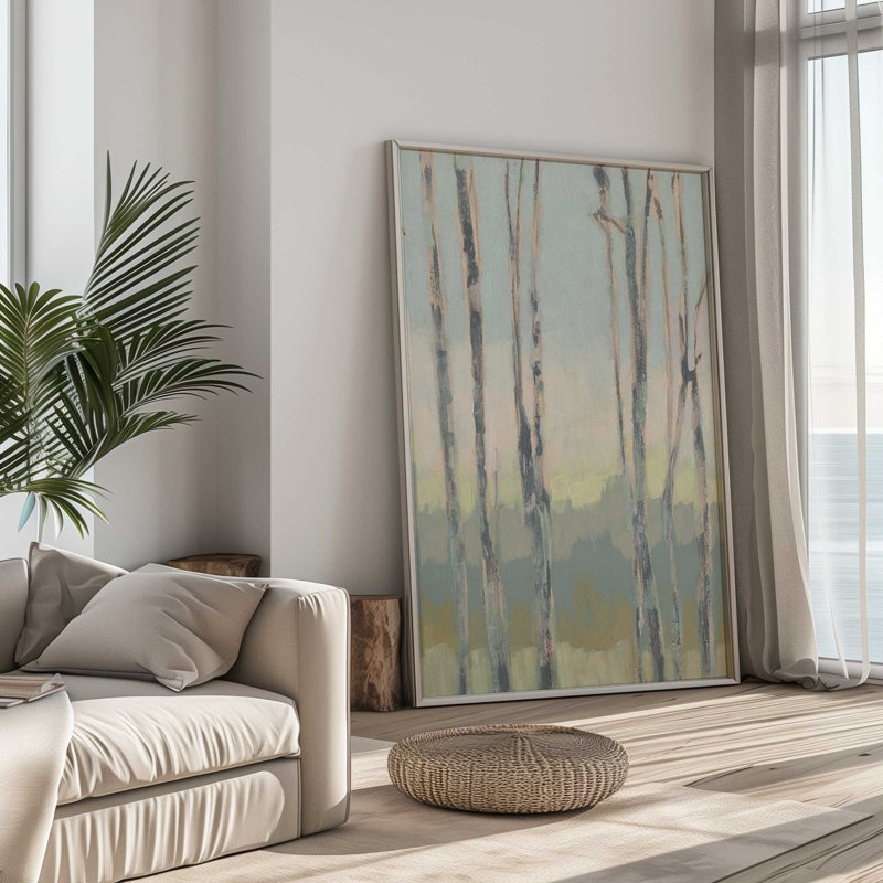Gentle Light Between Trees II Print, 37.25" H x 25.25" W, Open Corner Framed, Polished Chrome