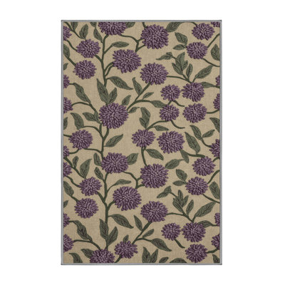 Tapis botanique brun lavable à la machine