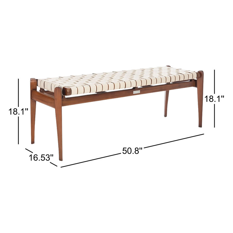 Dilan Leather Bench, White Top Grain Leather