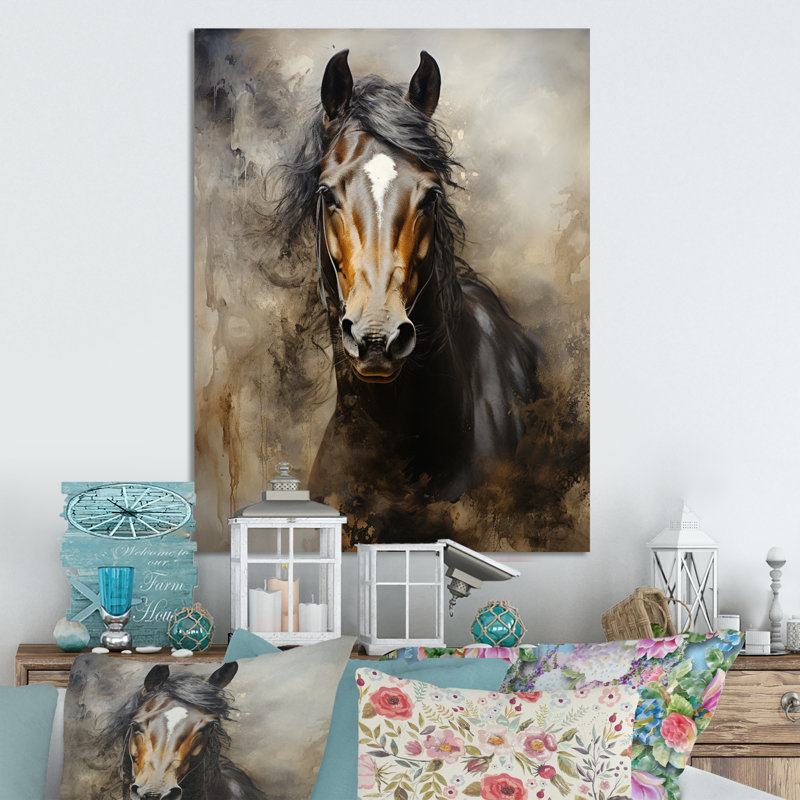 Décoration murale en métal White Horse, H 40 po x l 30 po